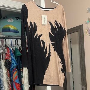 Rhinestone Black and Tan Mini Dress by Loragal